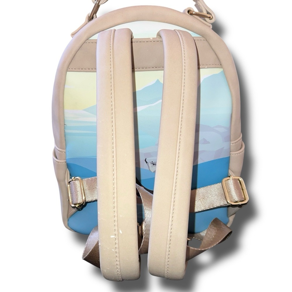 DISNEY Loungefly Mini Backpack Pocahontas Meeko Scenery Sunflowers River Wind - Picture 3 of 15